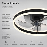 Lustre moderne avec pales, ventilateur de plafond LED décoratif d'intérieur à intensité variable avec télécommande pour chambre et salon