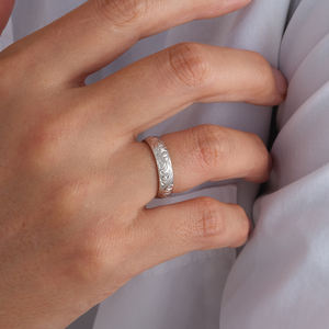 แหวนเงินแท้ S925 ลายเจ้าหญิงฮาวาย แบบซ้อนได้ สำหรับผู้ชาย แหวนแต่งงาน ชุบทอง 14K สลักลายดอกลั่นทิพย์ - Product Image 6