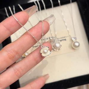 Collier pendentif en argent sterling S925 avec un seul diamant, larmes de sirène, design élégant et haut de gamme, invisible et transparent, perle luxueuse - Product Image 3