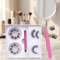 Kit de Pestañas Postizas Pre-Formadas, Naturales, 3D, de Fibra Sintética, con Pinzas y Caja de Regalo