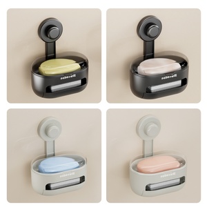 Support OEM Wall Mounted Soap Holder for Bathroom with Suction Cup Plastic <b>Dish</b> Soap Box Draining <b>Rack</b> Tray Bathroom Storage - Product Image 4