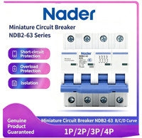 Disjoncteur miniature Nader NDB2-63 1p-4p MCB 1A-63A Courbe de déclenchement B/C/D Montage sur rail DIN Protection contre les courts-circuits et les surcharges