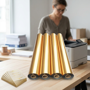 NOMANT PET Toner Reactive Laser <strong>Holographic</strong> Heat Transfer <strong>Foil</strong> Roll for Paper Business/Wedding/Birthday Cards-Gold Silver Series - Product Image 4