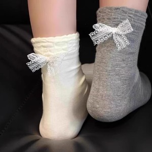 <span class=keywords><strong>Ballet</strong></span> Style Bow Crew Socken für Frauen Sommer Neue Spitze Atmungsaktive Spandex/Polyester Miu Style Passende kleine Lederschuhe - Product Image 1