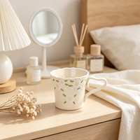 Mug à café en céramique Redeco Daisy, mugs mignons, mugs personnalisés, tasse à fleurs en céramique, peinte à la main, vaisselle de cuisine pour la maison
