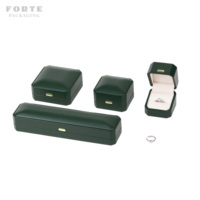 Boîte à bijoux octogonale de luxe en cuir PU vert et daim, design dôme arqué, doublure en velours pour emballage cadeau