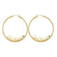 Vente en gros de bijoux personnalisés pour femmes Boucles d'oreilles Huggies avec nom et lettre Boucles d'oreilles élégantes en plaqué or 18 carats avec texte en zircon et cercle