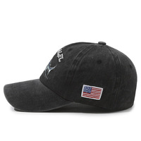 Casquette de pêche et d'extérieur en coton lavé, 6 panneaux, visière courbée, réglable, avec patch brodé 3D Marlin Fish, OEM, vente en gros, usine