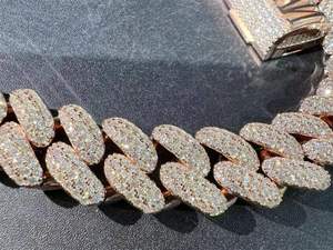 สร้อยคอโมอิสซาไนต์ Sier VVS ขายดีสำหรับผู้ชาย แฟชั่นฮิปฮอป สร้อยคอแบบเชือก ชุบทองคำสีกุหลาบ - Product Image 6