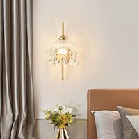Applique Murale Postmoderne Dorée en Cristal pour Chambre, Lampe de Palais, Luminaire Mural de Luxe, Applique Murale en Cristal, Lumière d'Ambiance Intérieure de Haute Qualité