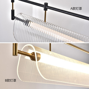 Lustre Minimaliste Artistique de Designer Italien pour Restaurant Salle à Manger Comptoir d'Îlot - Luminaire Suspendu Linéaire Longue Bande - Product Image 5