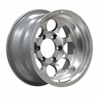 Velg Alloy Tempa Perak Brushed, Desain Lubang Bulat 6-Lug Heavy Duty untuk Truk Pikap Offroad 4x4 Petualangan Tuning