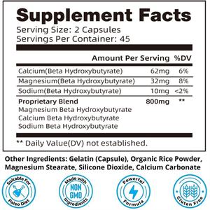 Capsules de cétone exogène, 60 portions, pilules Keto, stimulent l'énergie, favorisent la cétose, favorisent les performances mentales et physiques - Product Image 4