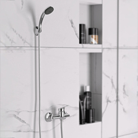 Mitigeur de douche en laiton chromé avec long bec, ensembles de douche et bain chromés pour appartement et hôtel, jet de pluie doux et fonction massage