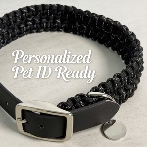 헤비듀티 나일론 솔리드 패턴 핏불 개 목줄, 퀵 릴리즈 조절 가능한 가죽 파라코드, 개를 위한 우아하고 심플한 디자인 - Product Image 3