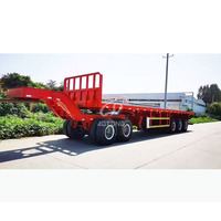 Semi-remorque à plateau surbaissé 20ft 40ft 45ft robuste à poutres en I pour le transport de marchandises en vrac avec réservoir de carburant, capacité de charge 20-25T