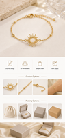 Bracelet jonc ouvert en acier inoxydable avec breloque disque soleil personnalisée pour bijoux