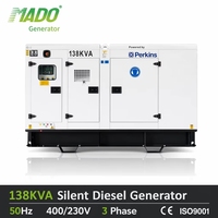 Generador Diésel MADO MDP138S 1106A-70T de 110kW 138kVA 150-300kVA Trifásico Súper Silencioso con Cubierta Insonorizada Tipo ATS