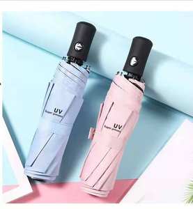 LS 09自动开合便携式白色防紫外线折叠伞定制可直接从制造商那里打印 - Product Image 1