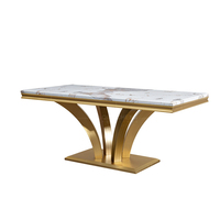 Table de salle à manger de luxe en marbre blanc à dossier haut, modèle 2027, pour hôtel et cuisine – Meilleure vente