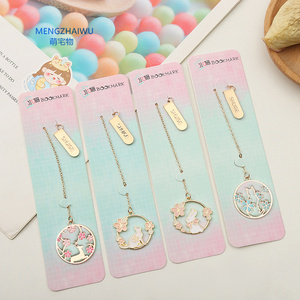 Shenzhen Office Supplies' Customized Sakura and Cat Metal Flower Bookmark Pendant Bulk Personalized Promotional Bookmarks