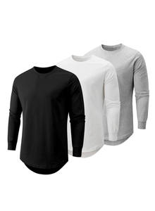 เสื้อยืดทรงยาวพิมพ์ลายแบบ Heat Transfer ผ้าโพลีเอสเตอร์ผสมคอตตอน ระบายอากาศได้ดี เป็นมิตรต่อสิ่งแวดล้อม สไตล์ฮิปฮอป  ขายส่งและรับผลิตตามสั่งสำหรับผู้ชาย - Product Image 3