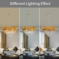 Lustre en Cristal Français de Luxe Sur Mesure Haut de Gamme, Suspension Ronde Dorée pour Salon, Éclairage de 55 cm de Diamètre
