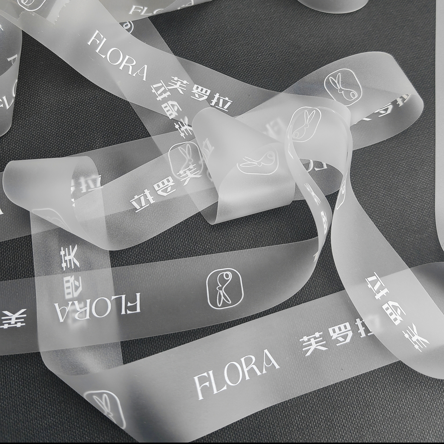 Screen Printed Logo Floral Transparent Waterproof Ribbon TPU Ribbon Christmas Valentine's Day Custom Ribbon With LOGO