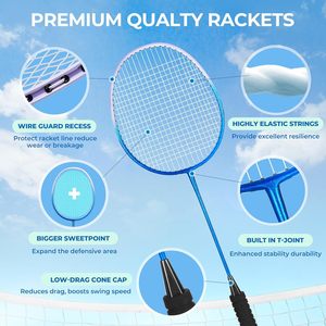 Ensemble de raquettes de <span class=keywords><strong>badminton</strong></span> légères G5 comprenant 2 raquettes et 1 sac de transport, <span class=keywords><strong>kit</strong></span> de <span class=keywords><strong>badminton</strong></span> pour <span class=keywords><strong>jeu</strong></span> en plein air, pour adultes, familles et débutants - Product Image 1