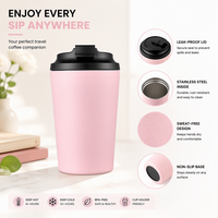 Mug Kopi Vakum Warna Solid Matte Tahan Lama dengan Tutup Flip Sip dari Baja Tahan Karat, Cocok untuk Kantor, Mobil, dan Penggunaan Sehari-hari