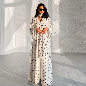Nouvelle Abaya 2026 à pois <span class=keywords><strong>pour</strong></span> femmes musulmanes – <span class=keywords><strong>Robe</strong></span> longue élégante et modeste avec foulard <span class=keywords><strong>pour</strong></span> femmes musulmanes - Product Image 4
