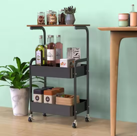Étagère de rangement pour cuisine à 3 couches Chariot organisateur de rangement multifonction avec roue