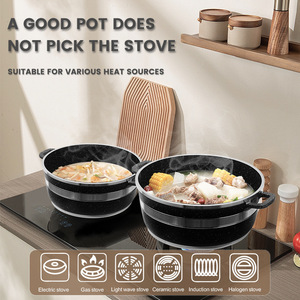 Soup <b>Pot</b> Suit 5 Piece <b>Set</b> Black Non Stick Steel Cookware With Spoon Apron For Gas Induction Stoves - Product Image 4
