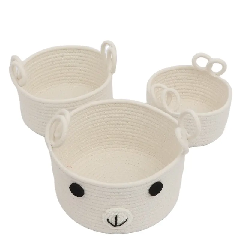 Home decoration laundry basket multifunctional large storage container cotton rope cotton rope basket animal