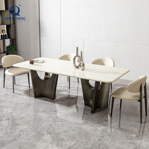 Juego de Comedor de Lujo de China Foshan para 6 y 8 Personas con Mesa Moderna de Mármol y Acero Inoxidable y Sillas de Alta Gama - Product Image 3