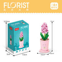 Set Blok Bangunan Bunga African Violet 62PCS, Set Tanaman Pot, Set DIY untuk Mainan Edukasi Anak-Anak