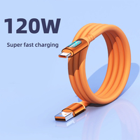 Kabel USB C pengisian daya Super cepat 120W, kabel pengisian daya USB C dengan tampilan Digital LED, Universal 1M 2M untuk perangkat ponsel
