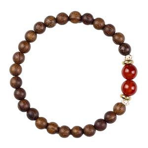 Golden Sandalwood <b>Bracelet</b> 6Mm <b>Red</b> Agate 8Mm Unisex Cultural Jewelry Everyday Wear - Product Image 5