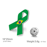 Épinglette en émail personnalisée avec ruban du drapeau national du Brésil, broche pour costume de supporter de football sud-américain, badge de vêtement DIY, souvenir, bijou