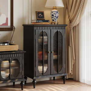 Credenza Vintage <span class=keywords><strong>con</strong></span> Doppia Porta in Legno Massello, Vetrina <span class=keywords><strong>con</strong></span> Ante in Vetro per <span class=keywords><strong>Arredamento</strong></span> Casa - Product Image 1