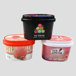 130ml 470ml dùng một lần hình dạng hình bầu dục chất lượng cao Ice Cream cốc giấy Ice Cream bồn tắm hình dạng với PP nắp muỗng thực phẩm container - Product Image 2