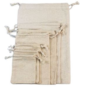 Bolsa de Joyería Personalizada Ecológica de Lino y Algodón 100% con Cordón, Logotipo Impreso, Patrón de Letras y Cuerda para Regalos y Compras - Product Image 1