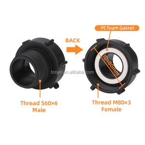 Adaptateur TIQ professionnel pour conteneur IBC, réducteur de filetage mâle M80x3 vers <span class=keywords><strong>S60x6</strong></span>, pour sortie de réservoir d'<span class=keywords><strong>eau</strong></span> et <span class=keywords><strong>raccord</strong></span> de tuyau d'arrosage - Product Image 2
