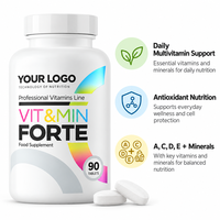 Comprimés multivitaminés OEM ODM avec vitamines A, C, D, E et minéraux, nutrition quotidienne, antioxydant, complément alimentaire, marque privée B2B