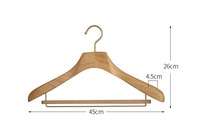 DS4713 Cintre pour pantalons peu encombrant avec barre de pantalon et encoches d'épaule Cintre pour pantalons en bois naturel avec crochets Cintres en bois
