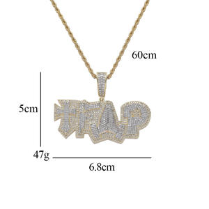 Colgante con letra <span class=keywords><strong>TRAP</strong></span>, conjunto de accesorios de hip hop y <span class=keywords><strong>rap</strong></span>, collar con letra inglesa <span class=keywords><strong>TRAP</strong></span> de circonita. - Product Image 3