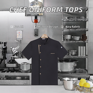 Customized High-<b>End</b> Summer Short-Sleeved Woven Polyester/Cotton Other Printing Unisex Chef Work Tops Uniform Restaurant <b>Bar</b> - Product Image 2