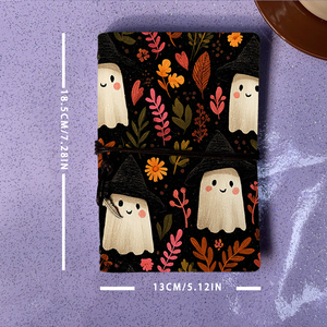 A6 Handmade Vintage Notebook Tie Closure 160 Pages Parfait Business Meeting Gift for FranchiseesGhosts Witch Hats Flowers Le - Product Image 4