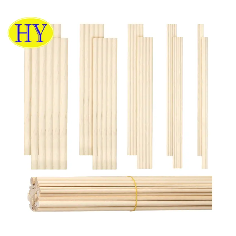 Biyobozunur koyu kahverengi renk veya bitmemiş ahşap veya bambu özel ölçekli el sanatları ve DIY ahşap veya bambu özel yuvarlak ahşap dübel için sticks