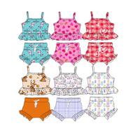 Vente en gros de haut court pour la Saint-Valentin chemise Bloomer Shorts 2 pièces ensembles de tenues d'été pour filles ensembles de salon pour enfants